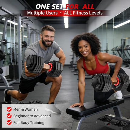 Adjustable Dumbbell Set Pair 25 Lb or 50 Lb, Adjustable Dumbbells 10-In-1 Free Weight Set, 1-Second Dial Weight Adjustment,Space-Saving Design with Storage Base, Home Gym Strength Training Equipment